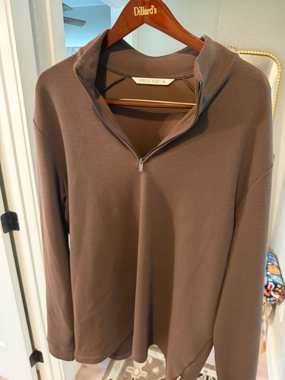 Free Fly Apparel Men's Brown Quarter-Zip Pullover Hoodie